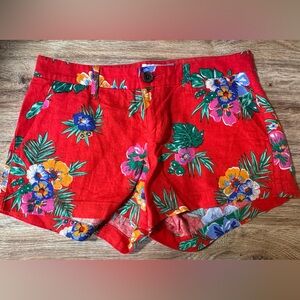 Old Navy Red and Green Tropical Shorts
